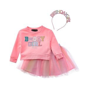 Freestyle Girls  Birthday Girl Princess 3Pc Tutu Skirt Set, Pink